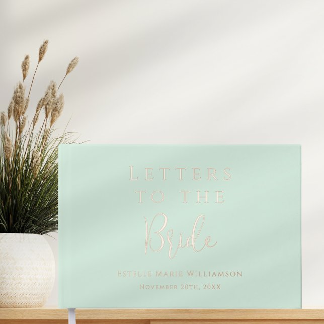 Custom Chic Light Mint Green Letters to the Bride  Guest Book (Creator Uploaded)