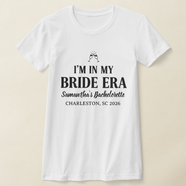Custom Chic Minimalist Personalized Bachelorette T-Shirt (Laydown)