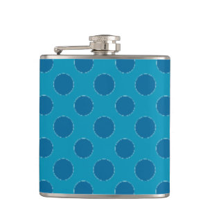 Custom Chic Navy on Blue Polka Dots Hip Flask