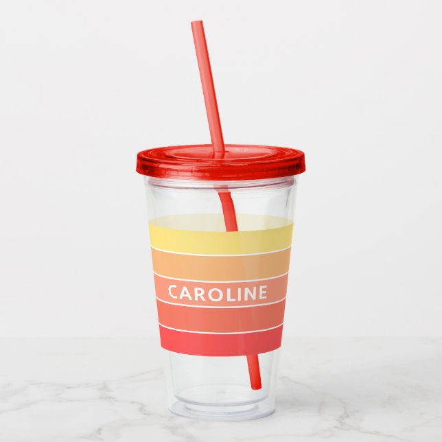 Custom Chic Sunny Summer Stripes Art Pattern Acrylic Tumbler (Left)