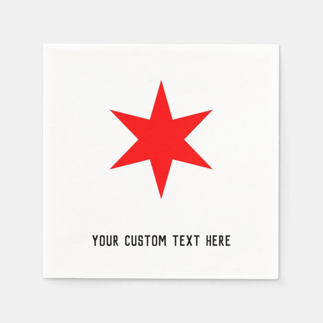 Custom Chicago Flag Red 6-Pointed Star Template Napkin (Front)