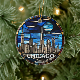 Custom Chicago Skyline Ceramic Ornament
