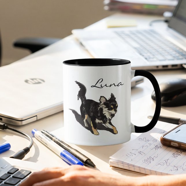 Custom Chihuahua Art Mug with Personalized Name (Creator Uploaded)