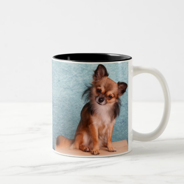 Custom Chihuahua Dog Photo Two-Tone Coffee Mug (Right)