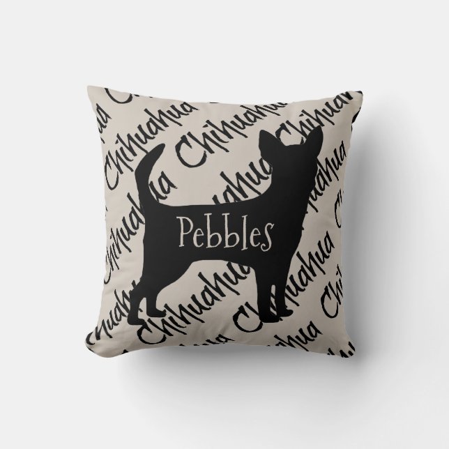 Custom Chihuahua Dog Silhouette Throw Pillow (Front)