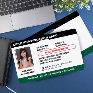 Custom Child Emergency Photo ID Badge for Kids
