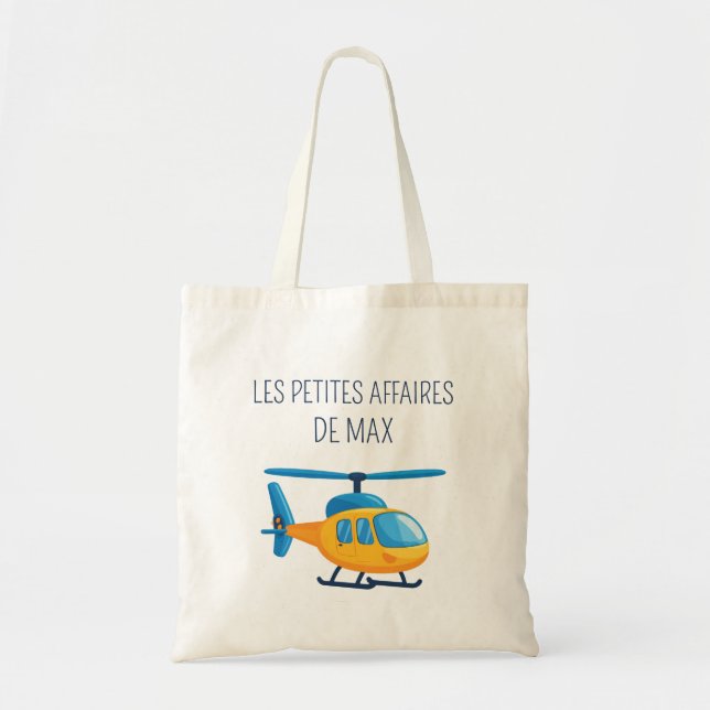 Custom Child Helicopter Name Tote Bag (Front)