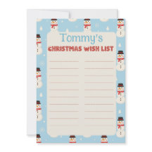 Custom Child Name Snowman Theme Letter to Santa