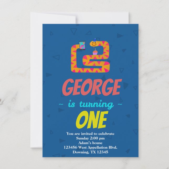 Custom Child Snake Cupcake Cell Cartoon Invitation (Front)