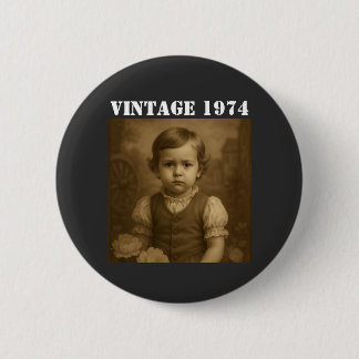 Custom Childhood Photo & Year Vintage Personalized 2 Inch Round Button