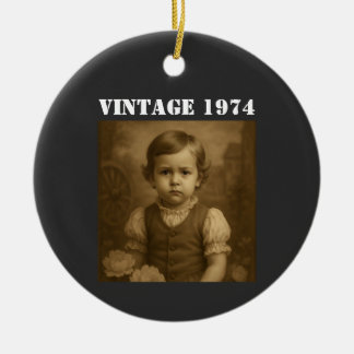 Custom Childhood Photo & Year Vintage Personalized Ceramic Ornament