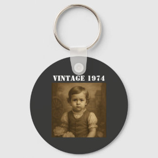 Custom Childhood Photo & Year Vintage Personalized Keychain