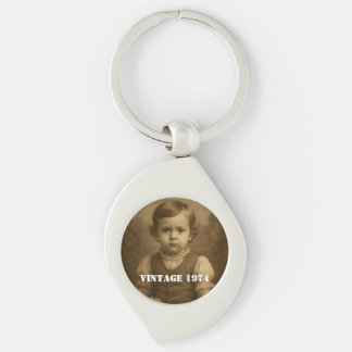 Custom Childhood Photo & Year Vintage Personalized Keychain