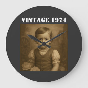 Custom Childhood Photo & Year Vintage Personalized Large Clock