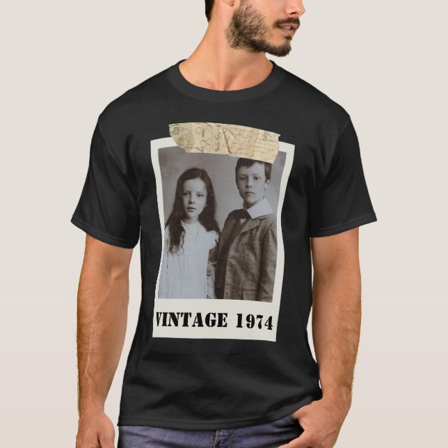 Custom Childhood Photo & Year Vintage Personalized T-Shirt (Front)