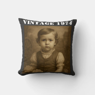 Custom Childhood Photo & Year Vintage Personalized Throw Pillow