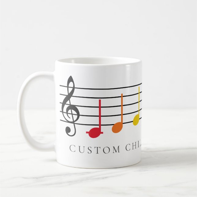 Custom Children Choir Rainbow Music Notes Coffee Mug (Left)