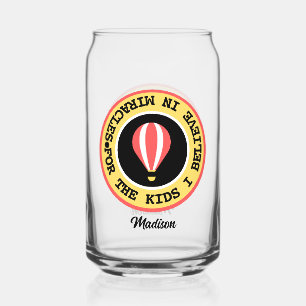 Custom Children's Miracle Network Name Red Yellow  Can Glass