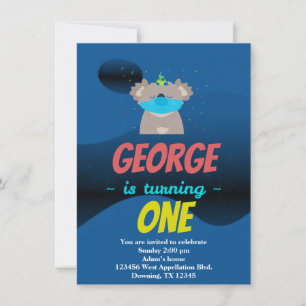 Custom Child's Koala Mask Cartoon Party Invitation