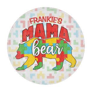 Custom Childs NAME Mama Bear Autism Awareness Mom Cutting Board
