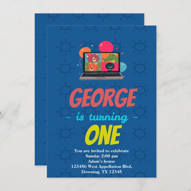 Custom Child's Online Schooling Cartoon Invitation (Front/Back)