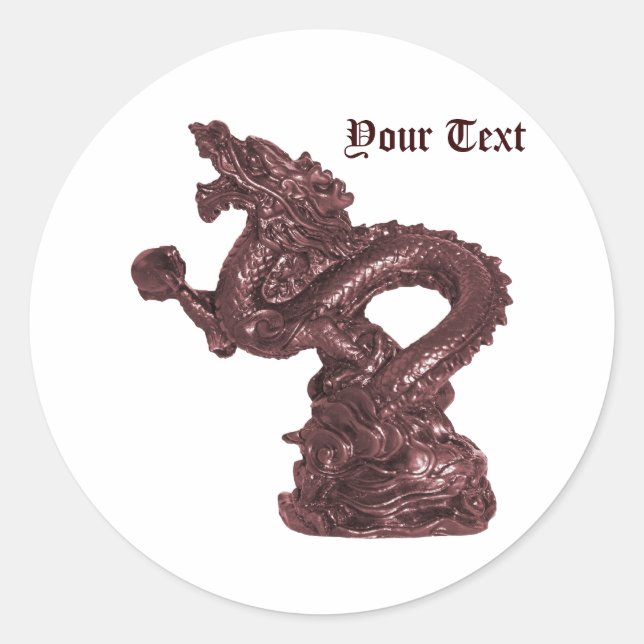 Custom Chinese Dragon Name Fantasy Design Classic Round Sticker (Front)
