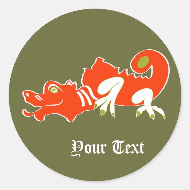 Custom Chinese Dragon Name Fantasy Design Classic Round Sticker (Front)