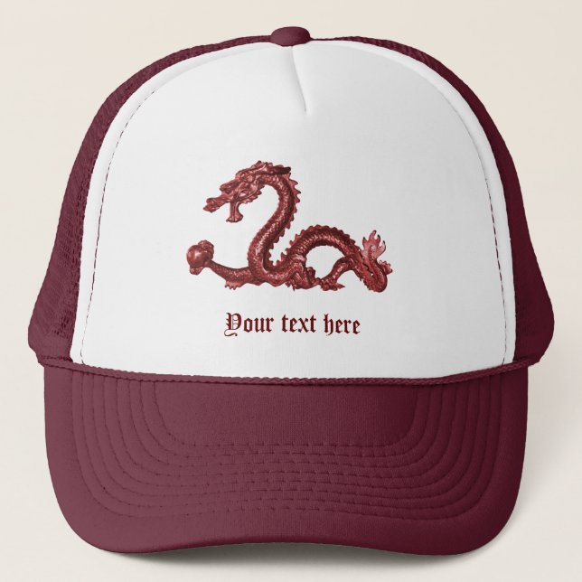 Custom Chinese Dragon Name Fantasy Design Trucker Hat (Front)