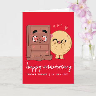 Custom Choco & Pancake Happy Wedding Anniversary Card