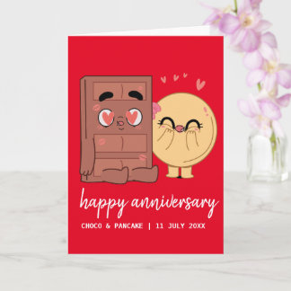Custom Choco & Pancake Happy Wedding Anniversary Card
