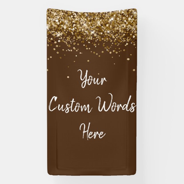 Custom Chocolate Brown Gold Birthday Party Photo Banner (Vertical)
