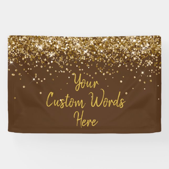 Custom Chocolate Brown & Gold Birthday Party Photo Banner (Horizontal)