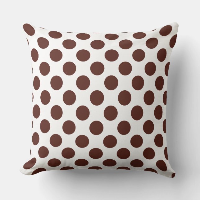 Custom Chocolate Brown Polka Dot Throw Pillow (Front)