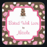 Custom Chocolate Cupcake and Cake baking Stickers<br><div class="desc">Custom Chocolate Cupcake and Cake baking Stickers to add to your baked goods. These custom baking labels will give a professional touch to your forays in the kitchen!  Design features a chocolate background with pink cupcakes and a  3 Tier Chocolate cake on cake stand.</div>