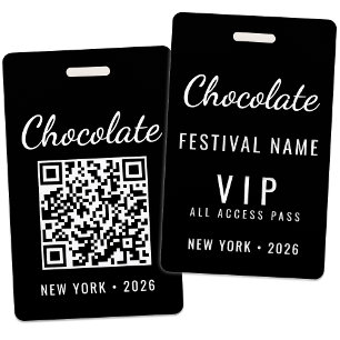 Custom Chocolate Festival Event QR Code VIP Badge