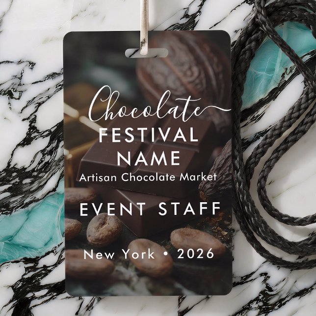 Custom Chocolate Festival Event Staff Photo Badge (Creator Uploaded)