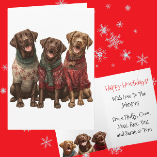 Custom Chocolate Lab Christmas Ugly Sweater Card