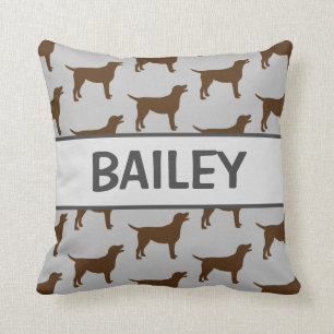 Custom Chocolate Lab Dog Silhouette Throw Pillow