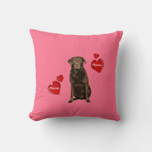 Custom Chocolate Labrador Valentine's Day Pillow