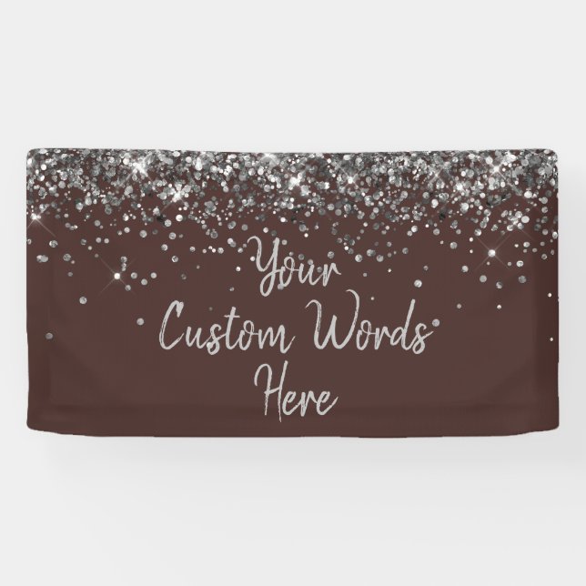 Custom Chocolate Silver Customized Birthday Party Banner (Horizontal)