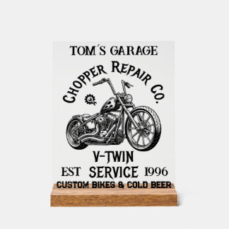 Custom Chopper Repair Vintage Biker Name Acrylic Sign