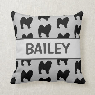 Custom Chow Chow Dog Silhouette Throw Pillow