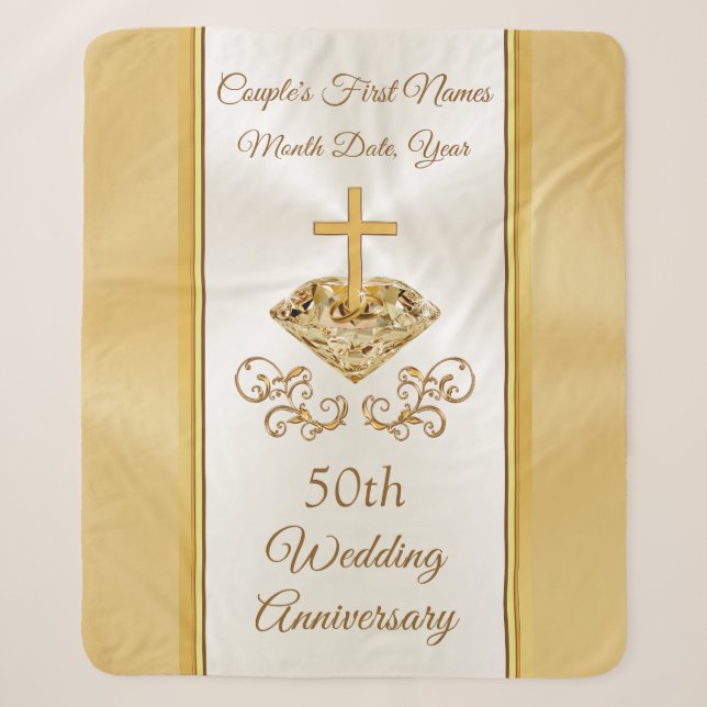 Custom Christian 50th Wedding Anniversary Gifts Sherpa Blanket (Front)