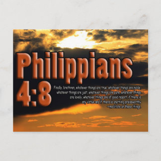 CUSTOM CHRISTIAN BIBLE VERSE PHILIPPIANS 4:8 POSTCARD