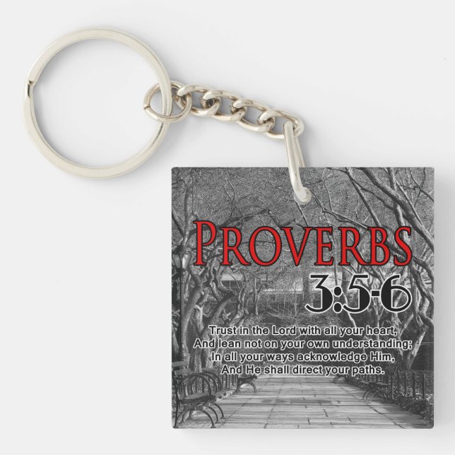 CUSTOM CHRISTIAN BIBLE VERSE PROVERBS 3:5-6 KEYCHAIN (Front)