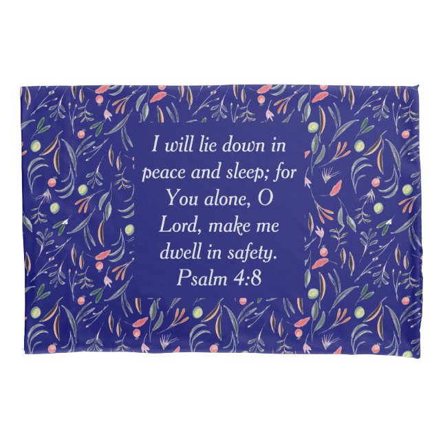 Custom Christian Blue Floral Pillowcase (Front)
