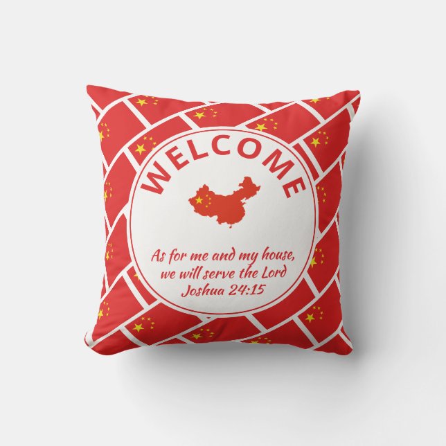 Custom Christian CHINA Welcome Throw Pillow (Front)