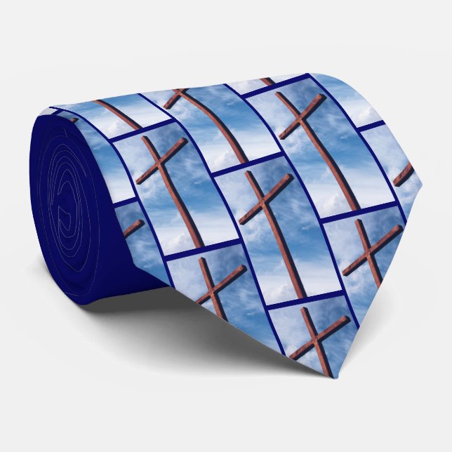 Custom Christian CROSS Monogram Tie (Rolled)