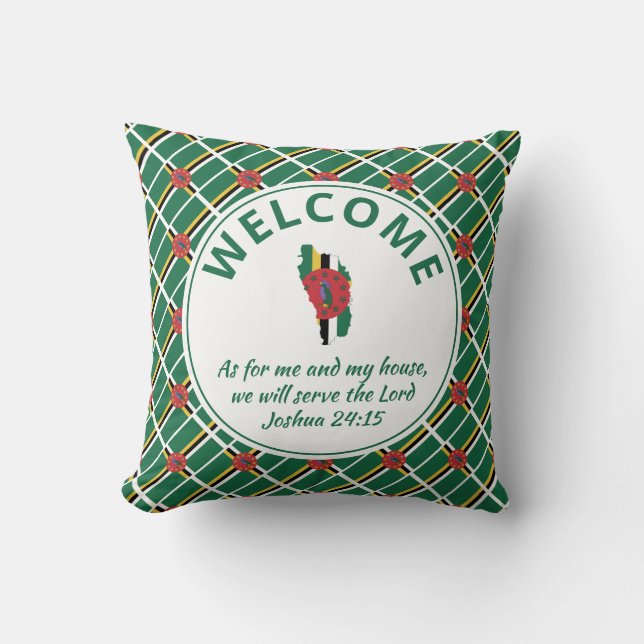 Custom Christian DOMINICA Welcome Throw Pillow (Front)