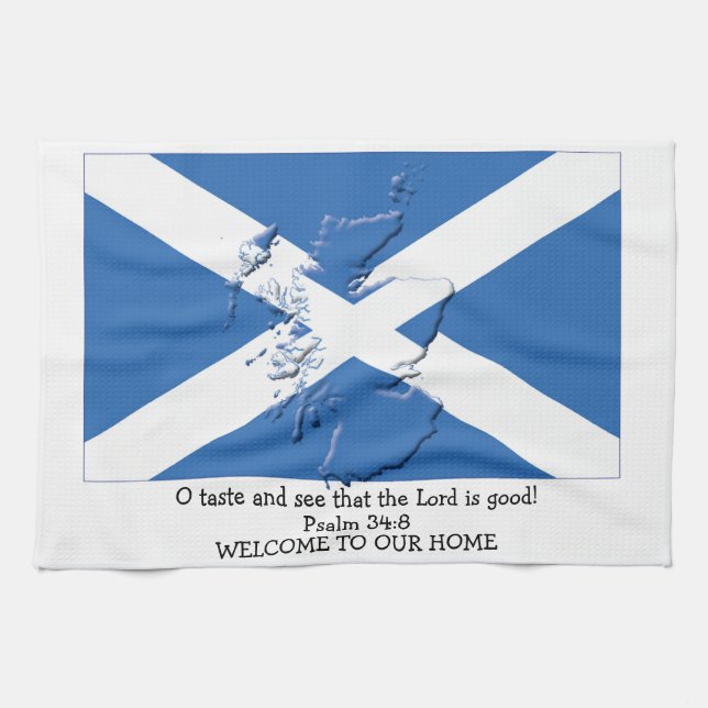 Custom Christian FLAG OF SCOTLAND Kitchen Towel (Horizontal)